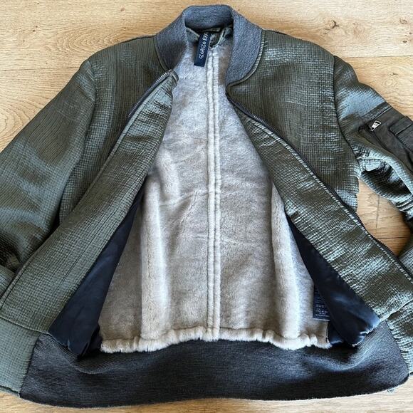 Georgio Brato Leather Bomber Jacket in Green & Brown - Picture 4 of 11